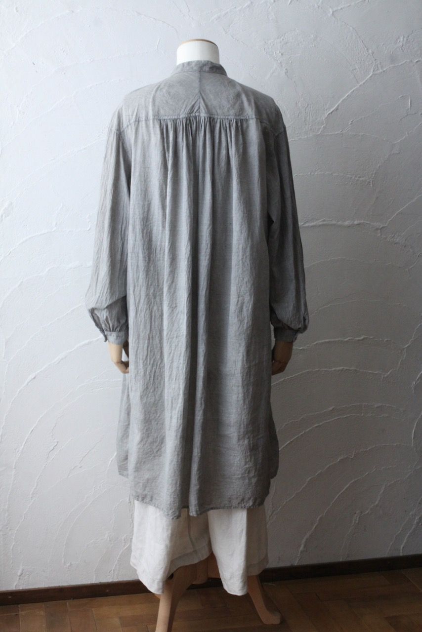 カディコットン 薄手 ロングブラウス/Khadi cotton long blouse「墨/Charcoal」