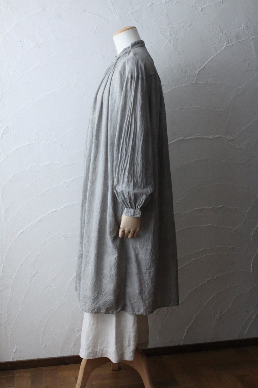 カディコットン 薄手 ロングブラウス/Khadi cotton long blouse「墨/Charcoal」