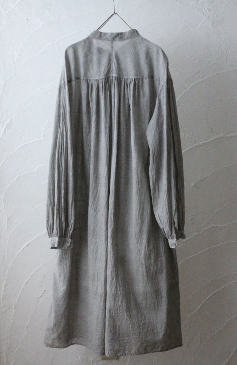 カディコットン 薄手 ロングブラウス/Khadi cotton long blouse「墨/Charcoal」