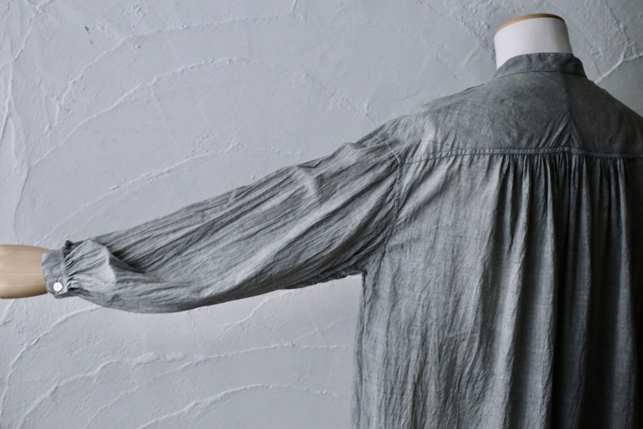 カディコットン 薄手 ロングブラウス/Khadi cotton long blouse「墨/Charcoal」