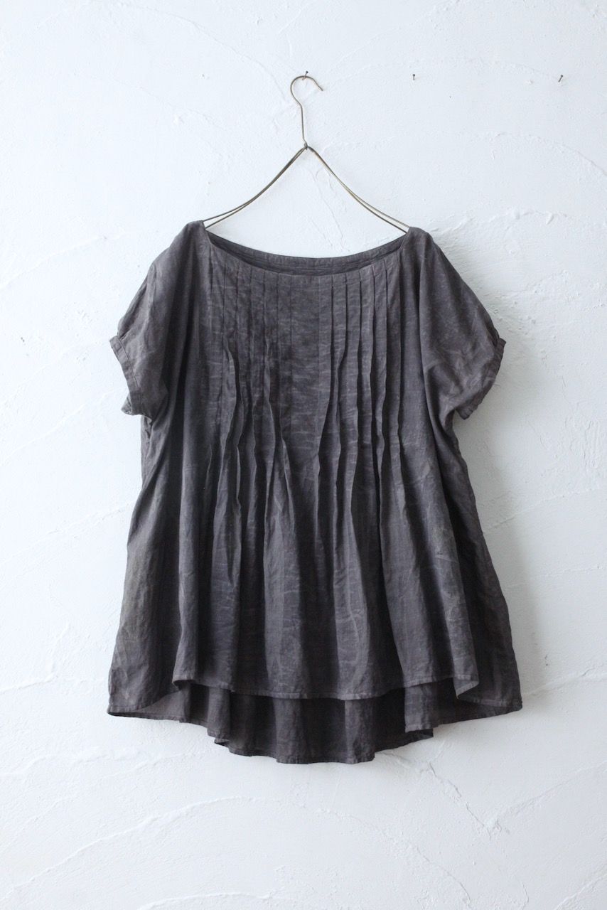 Khadi cotton tucked blouse: Eggplant
