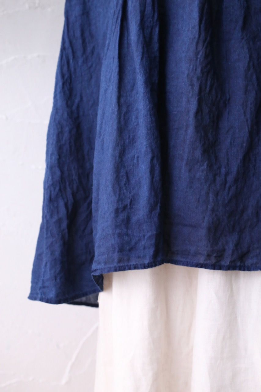 リネン プルオーバーブラウス Linen pull-over blouse「本藍発酵建て 濃藍/Dark Indigo」