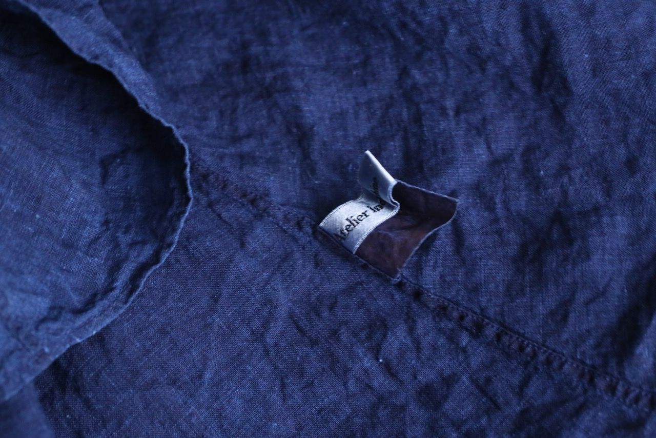 リネン プルオーバーブラウス Linen pull-over blouse「本藍発酵建て 濃藍/Dark Indigo」
