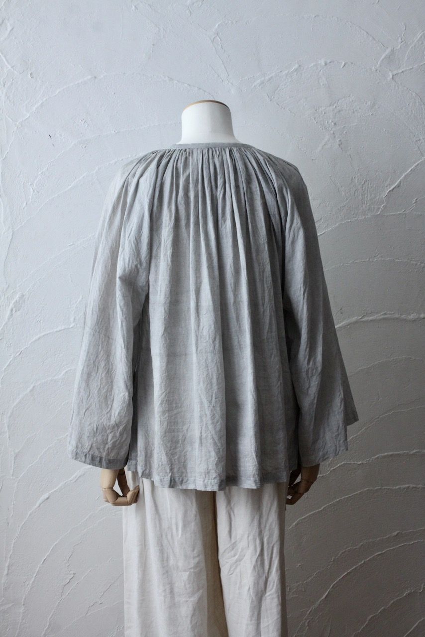 カディコットン 200カウントブラウス/Khadi cotton pullover blouse「墨/Charcoal」