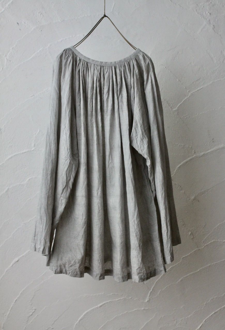 カディコットン 200カウントブラウス/Khadi cotton pullover blouse「墨/Charcoal」