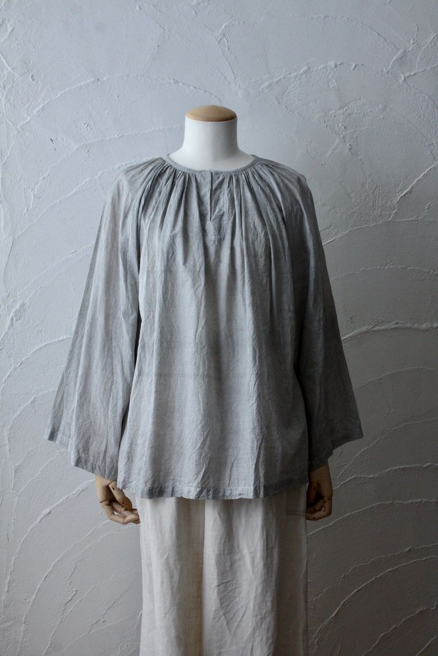 カディコットン 200カウントブラウス/Khadi cotton pullover blouse「墨/Charcoal」