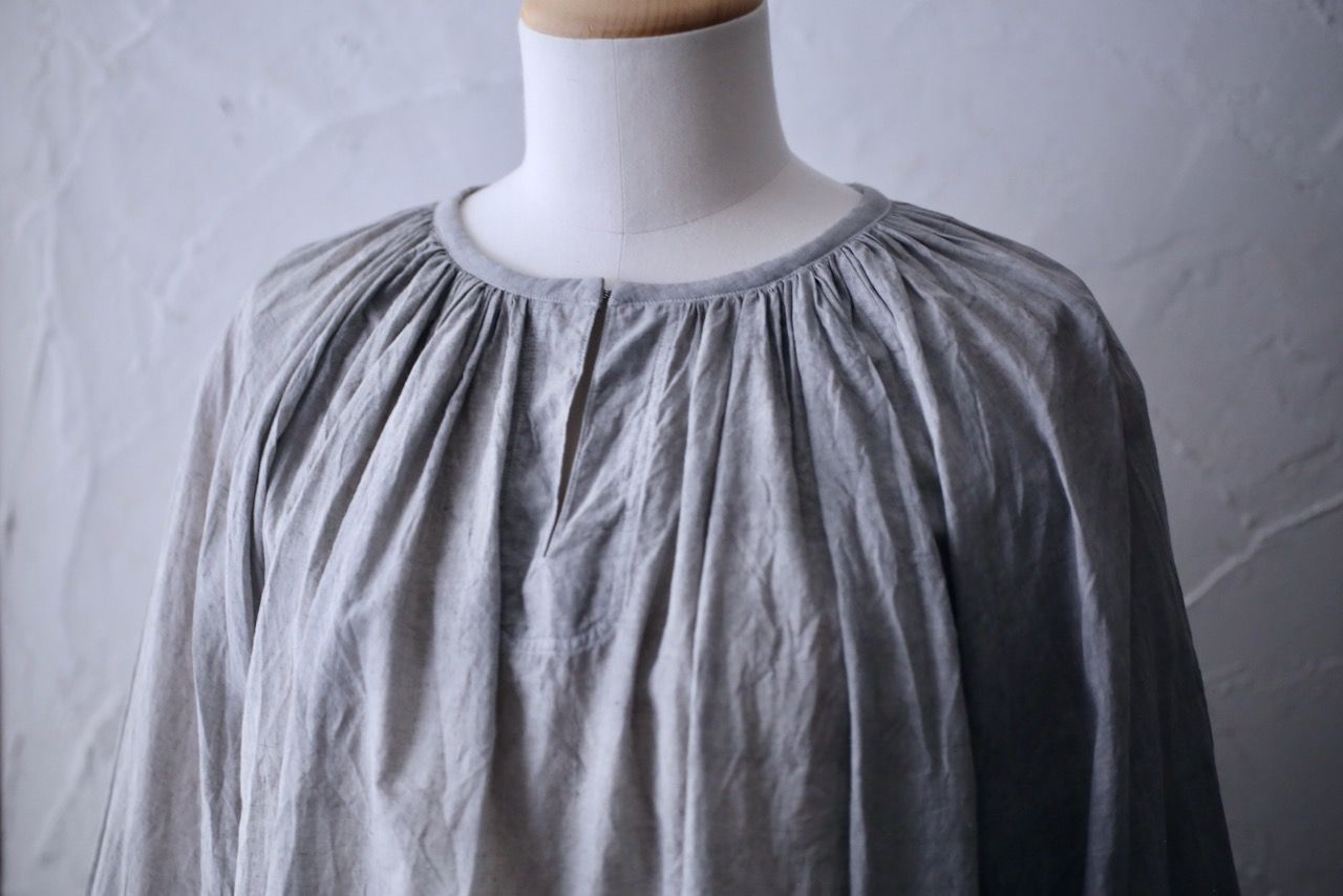 カディコットン 200カウントブラウス/Khadi cotton pullover blouse「墨/Charcoal」