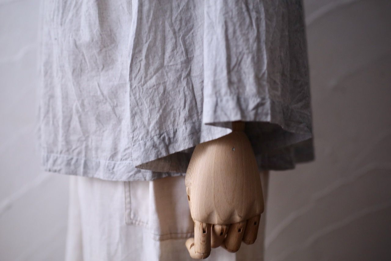 カディコットン 200カウントブラウス/Khadi cotton pullover blouse「墨/Charcoal」