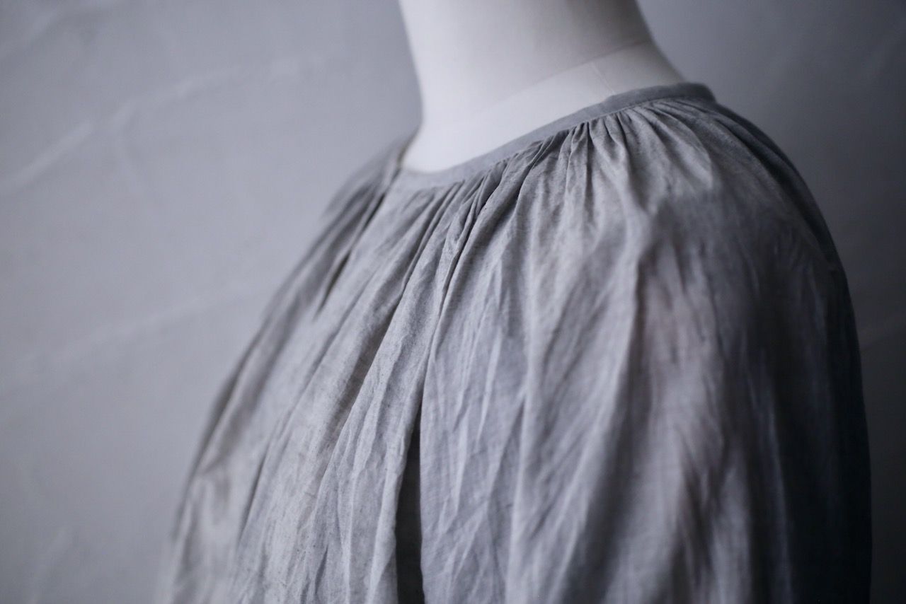 カディコットン 200カウントブラウス/Khadi cotton pullover blouse「墨/Charcoal」