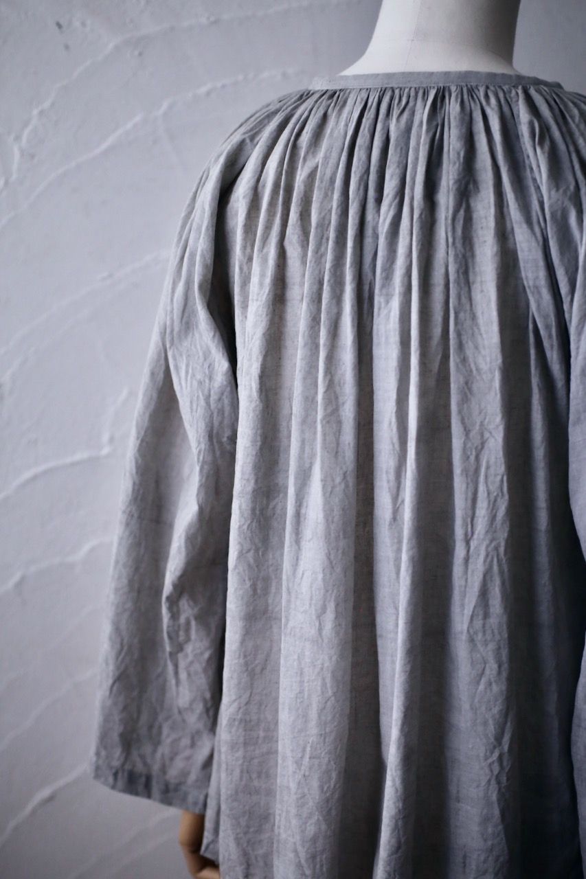 カディコットン 200カウントブラウス/Khadi cotton pullover blouse「墨/Charcoal」