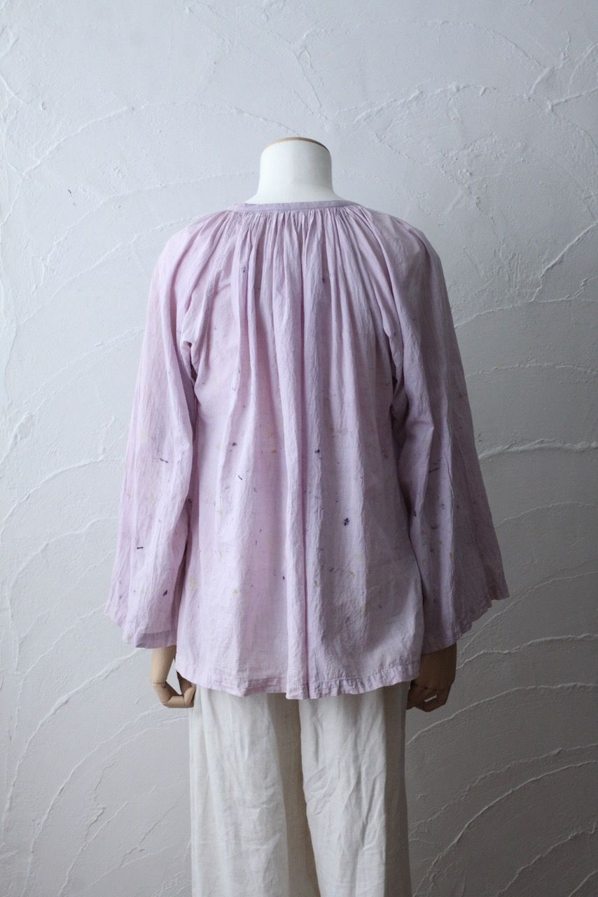 カディコットン 200カウントブラウス/Khadi cotton pullover blouse「ボタニカルプリント⑤/Botanical print」