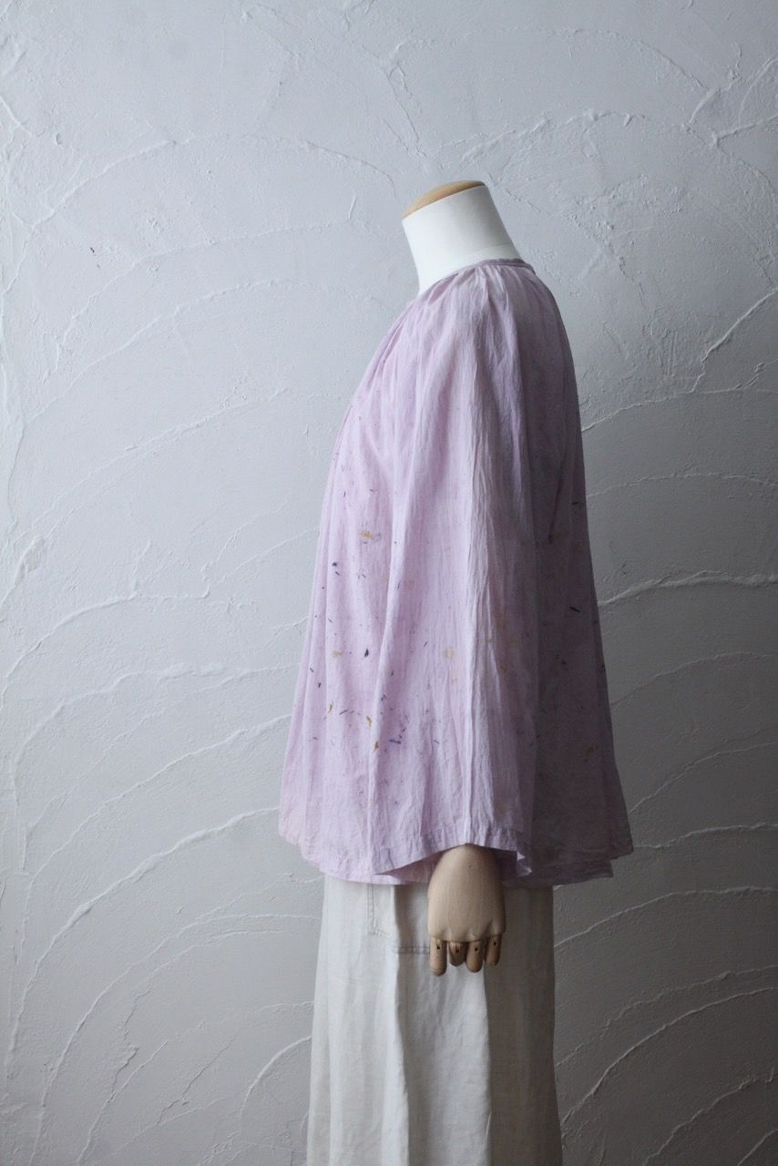 カディコットン 200カウントブラウス/Khadi cotton pullover blouse「ボタニカルプリント⑤/Botanical print」