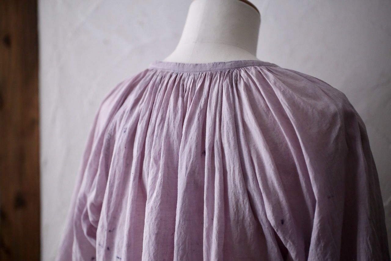 カディコットン 200カウントブラウス/Khadi cotton pullover blouse「ボタニカルプリント⑤/Botanical print」