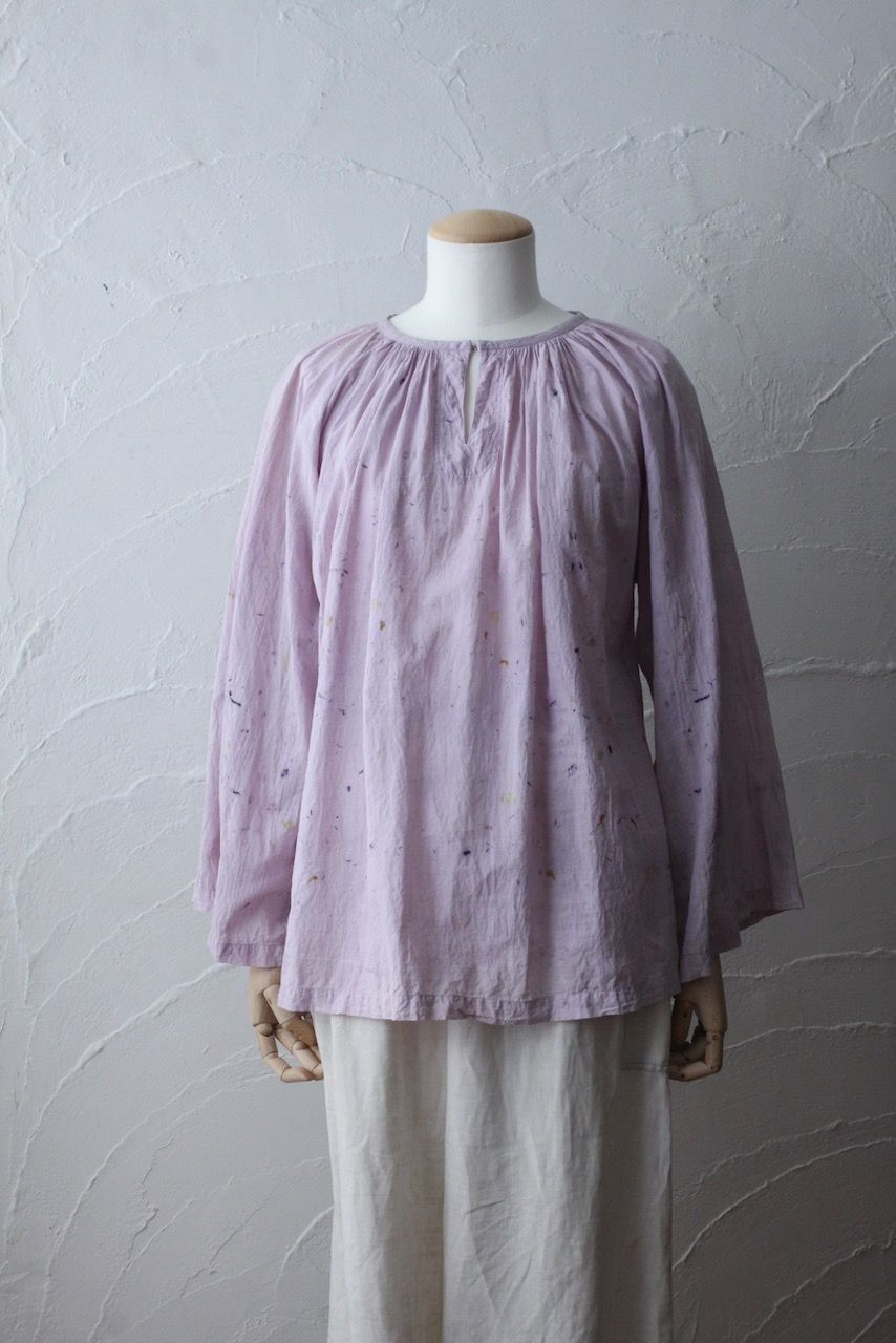 カディコットン 200カウントブラウス/Khadi cotton pullover blouse「ボタニカルプリント⑤/Botanical print」