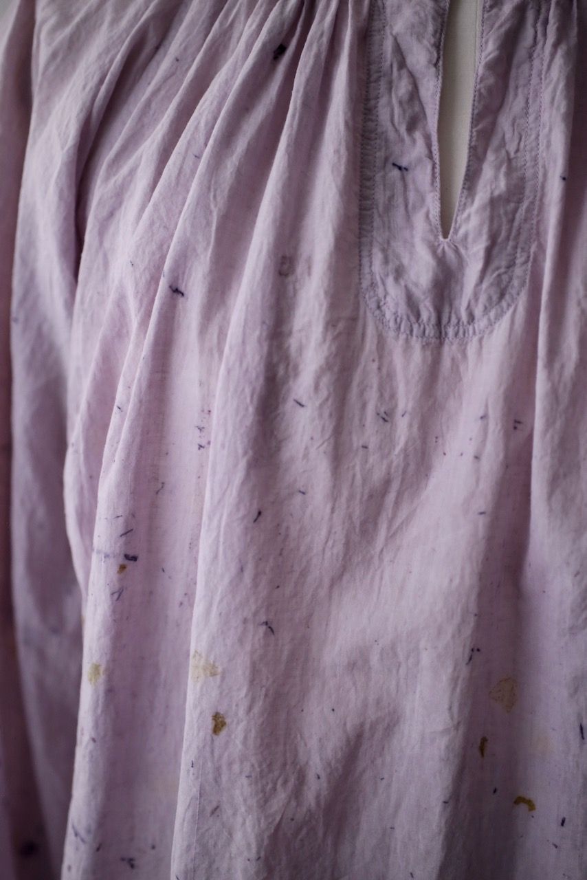 カディコットン 200カウントブラウス/Khadi cotton pullover blouse「ボタニカルプリント⑤/Botanical print」