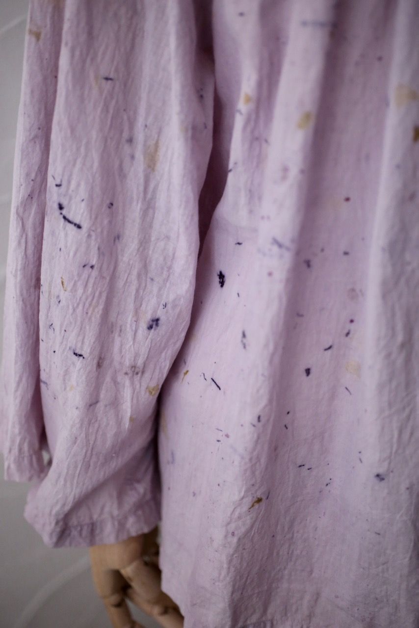 カディコットン 200カウントブラウス/Khadi cotton pullover blouse「ボタニカルプリント⑤/Botanical print」