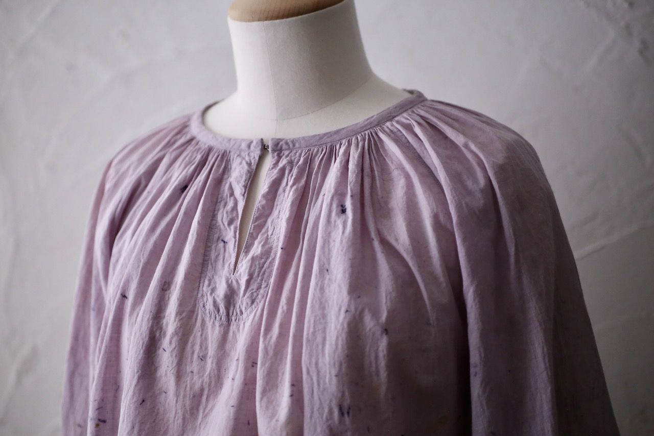 カディコットン 200カウントブラウス/Khadi cotton pullover blouse「ボタニカルプリント⑤/Botanical print」