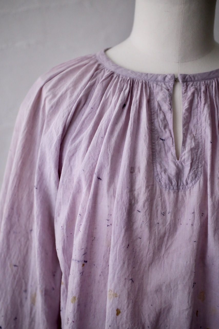 カディコットン 200カウントブラウス/Khadi cotton pullover blouse「ボタニカルプリント⑤/Botanical print」