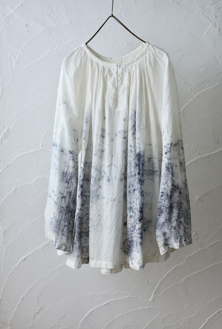 カディコットン 200カウントブラウス/Khadi cotton pullover blouse「ボタニカルプリント①/Botanical print」