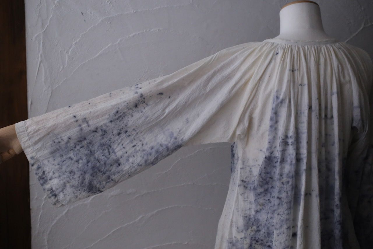 カディコットン 200カウントブラウス/Khadi cotton pullover blouse「ボタニカルプリント①/Botanical print」