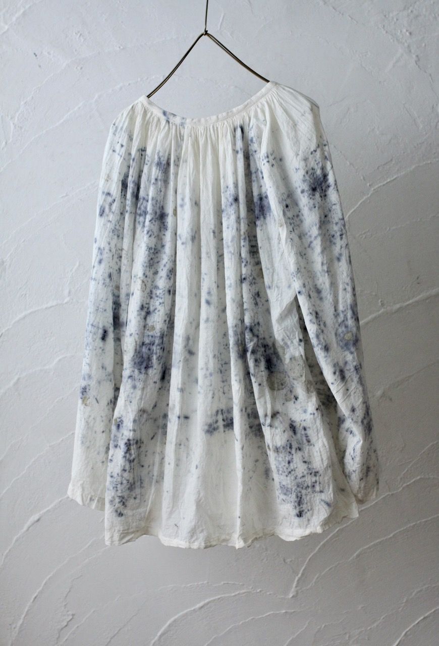 カディコットン 200カウントブラウス/Khadi cotton pullover blouse「ボタニカルプリント③/Botanical print」