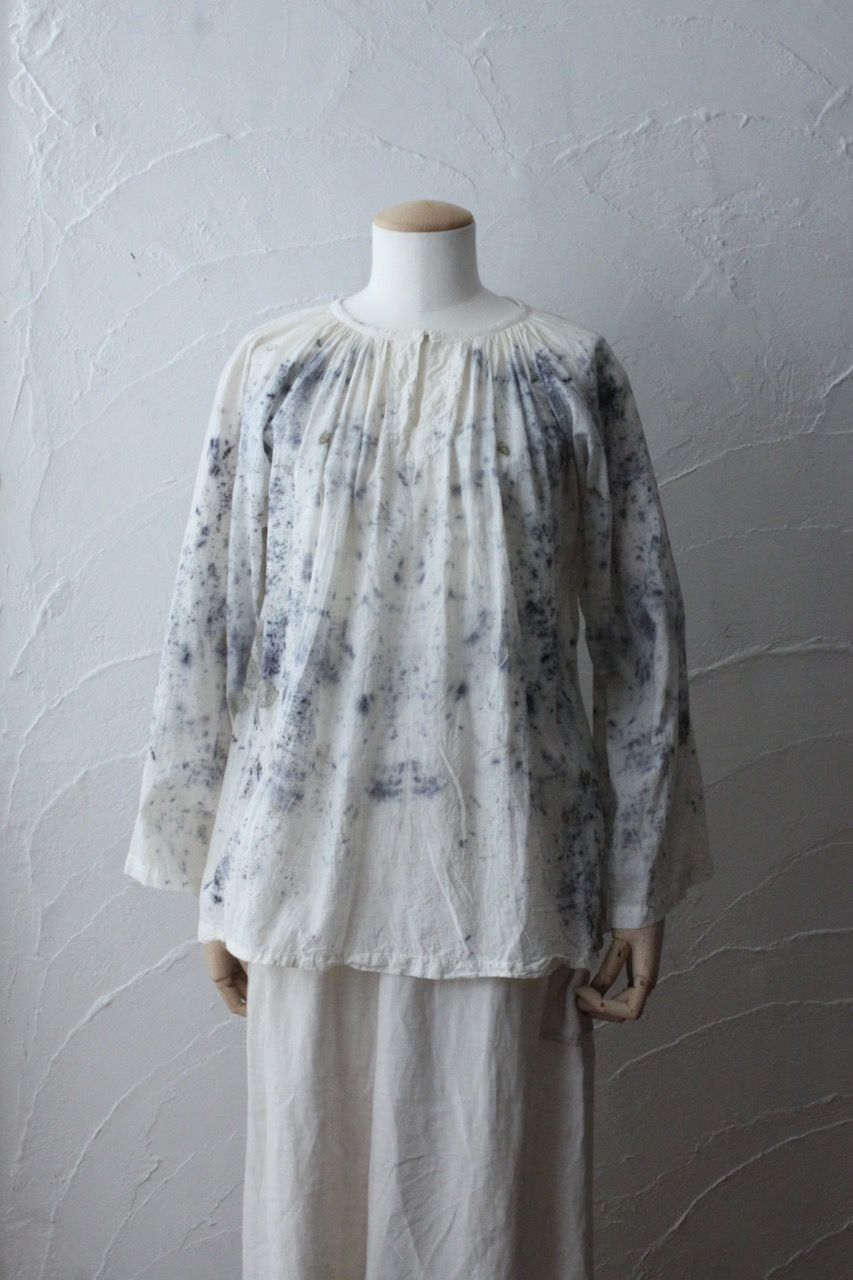 カディコットン 200カウントブラウス/Khadi cotton pullover blouse「ボタニカルプリント③/Botanical print」