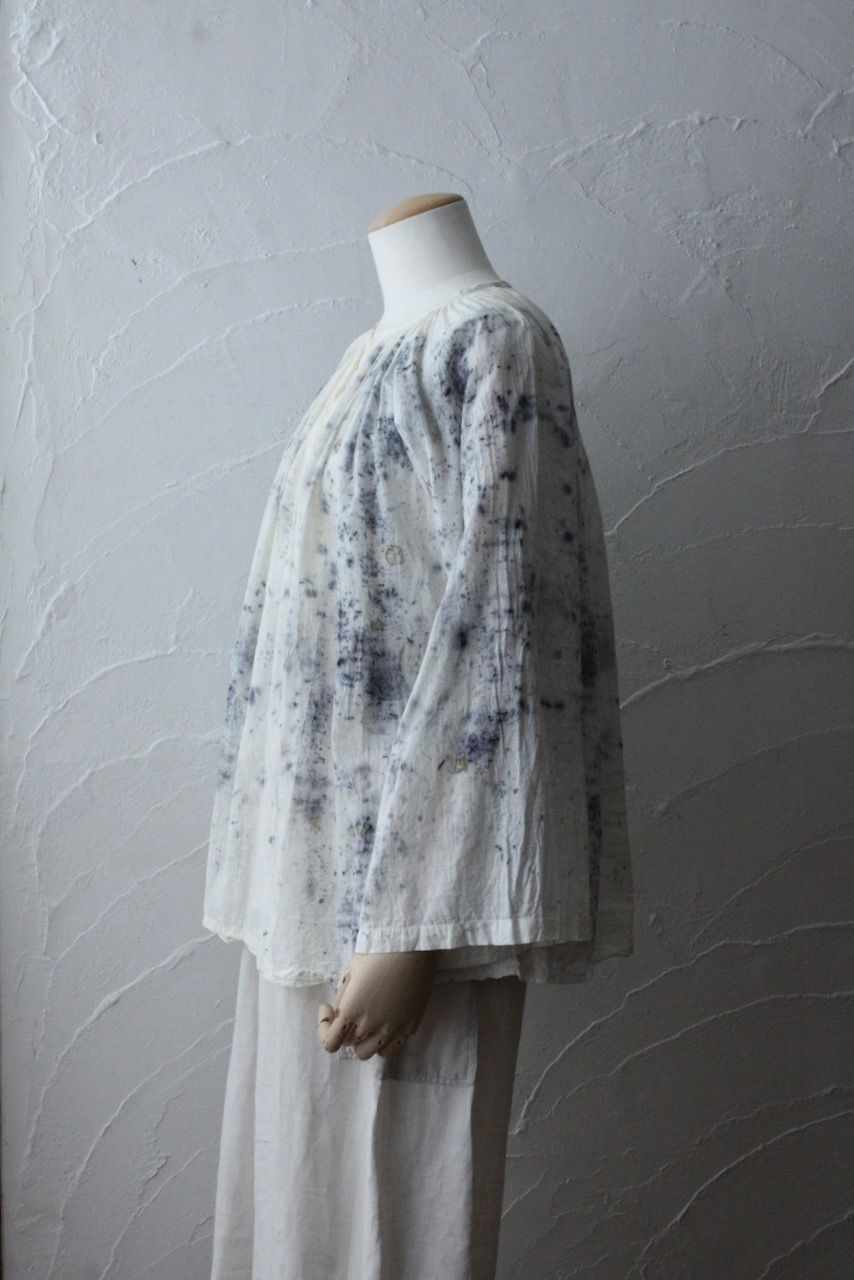 カディコットン 200カウントブラウス/Khadi cotton pullover blouse「ボタニカルプリント③/Botanical print」