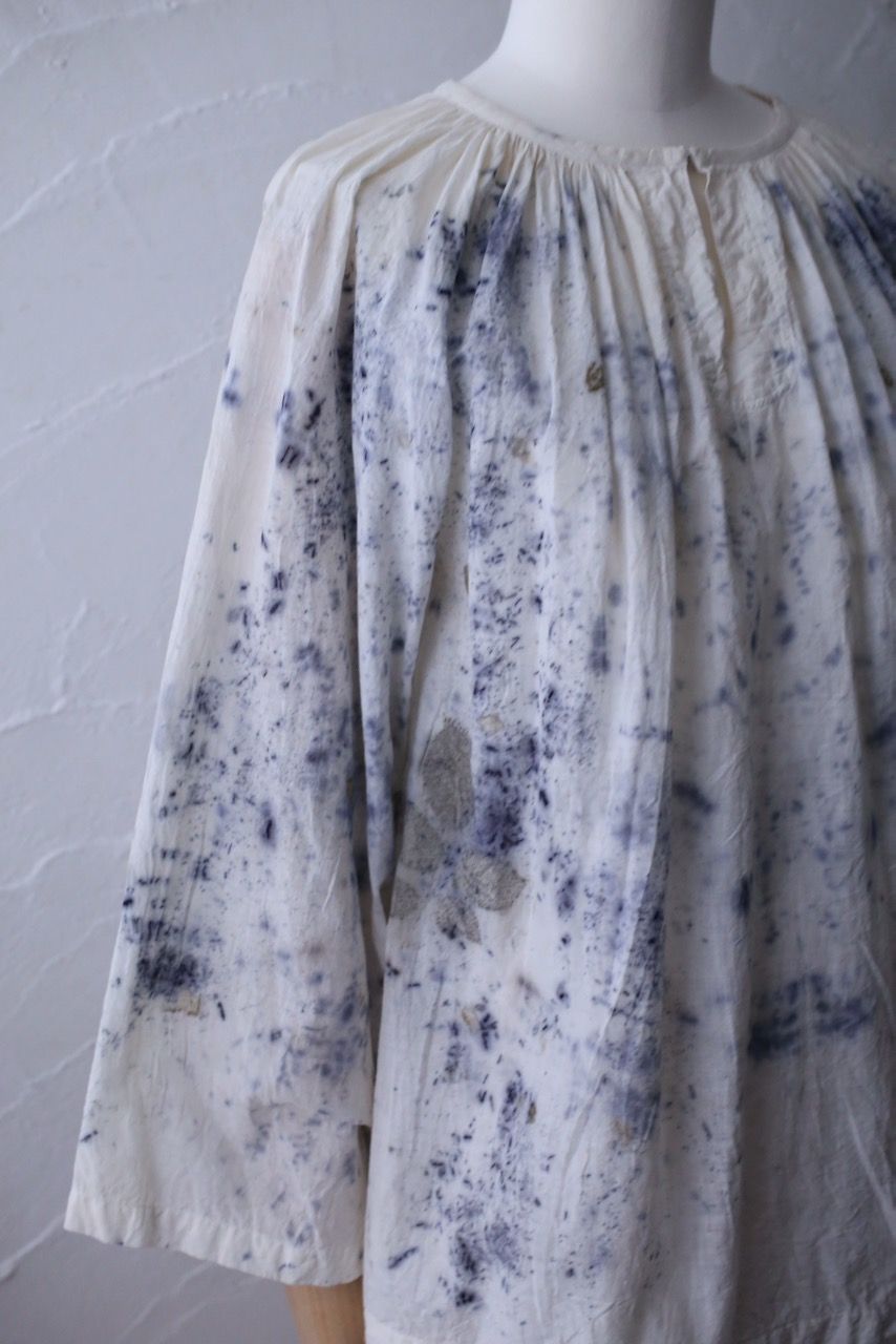 カディコットン 200カウントブラウス/Khadi cotton pullover blouse「ボタニカルプリント③/Botanical print」