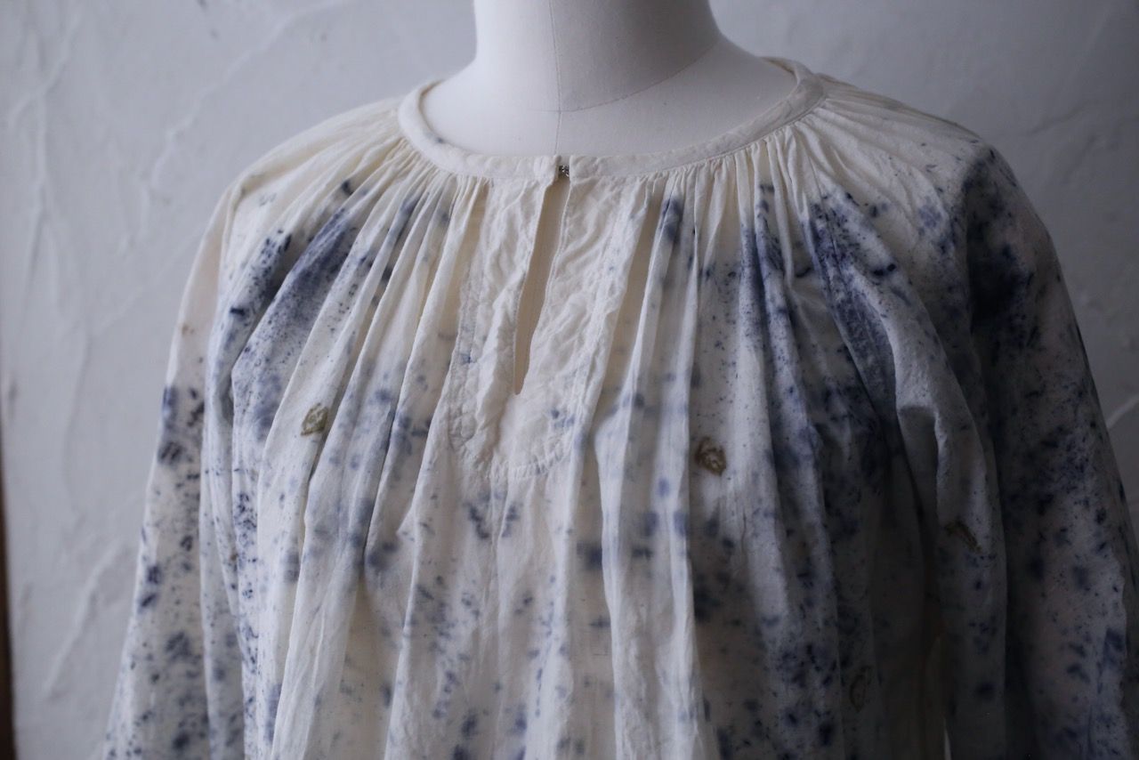 カディコットン 200カウントブラウス/Khadi cotton pullover blouse「ボタニカルプリント③/Botanical print」
