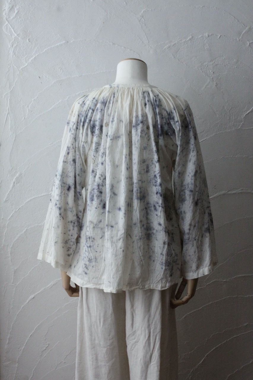 カディコットン 200カウントブラウス/Khadi cotton pullover blouse「ボタニカルプリント③/Botanical print」