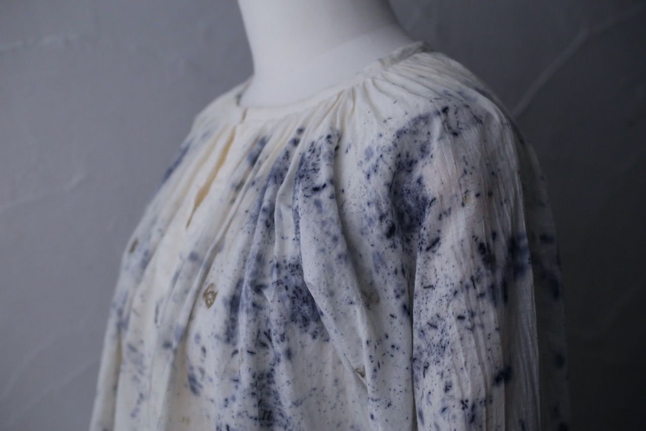 カディコットン 200カウントブラウス/Khadi cotton pullover blouse「ボタニカルプリント③/Botanical print」