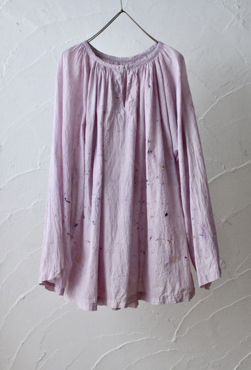 カディコットン 200カウントブラウス/Khadi cotton pullover blouse「ボタニカルプリント⑤/Botanical print」