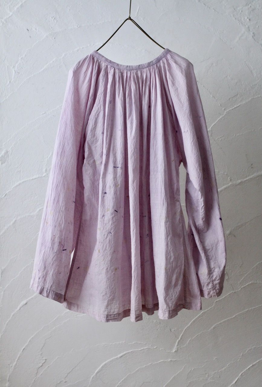 カディコットン 200カウントブラウス/Khadi cotton pullover blouse「ボタニカルプリント⑤/Botanical print」