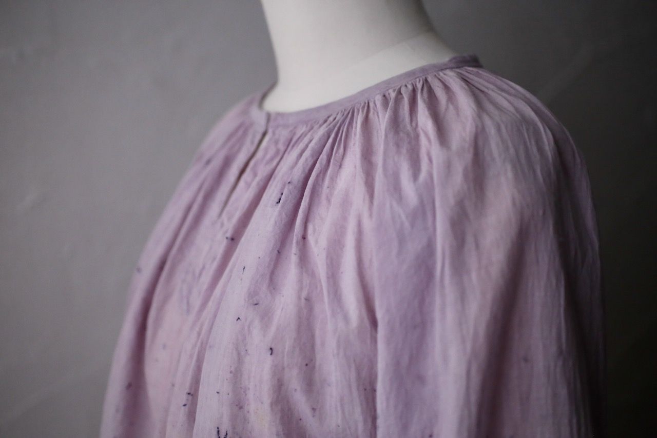 カディコットン 200カウントブラウス/Khadi cotton pullover blouse「ボタニカルプリント⑤/Botanical print」