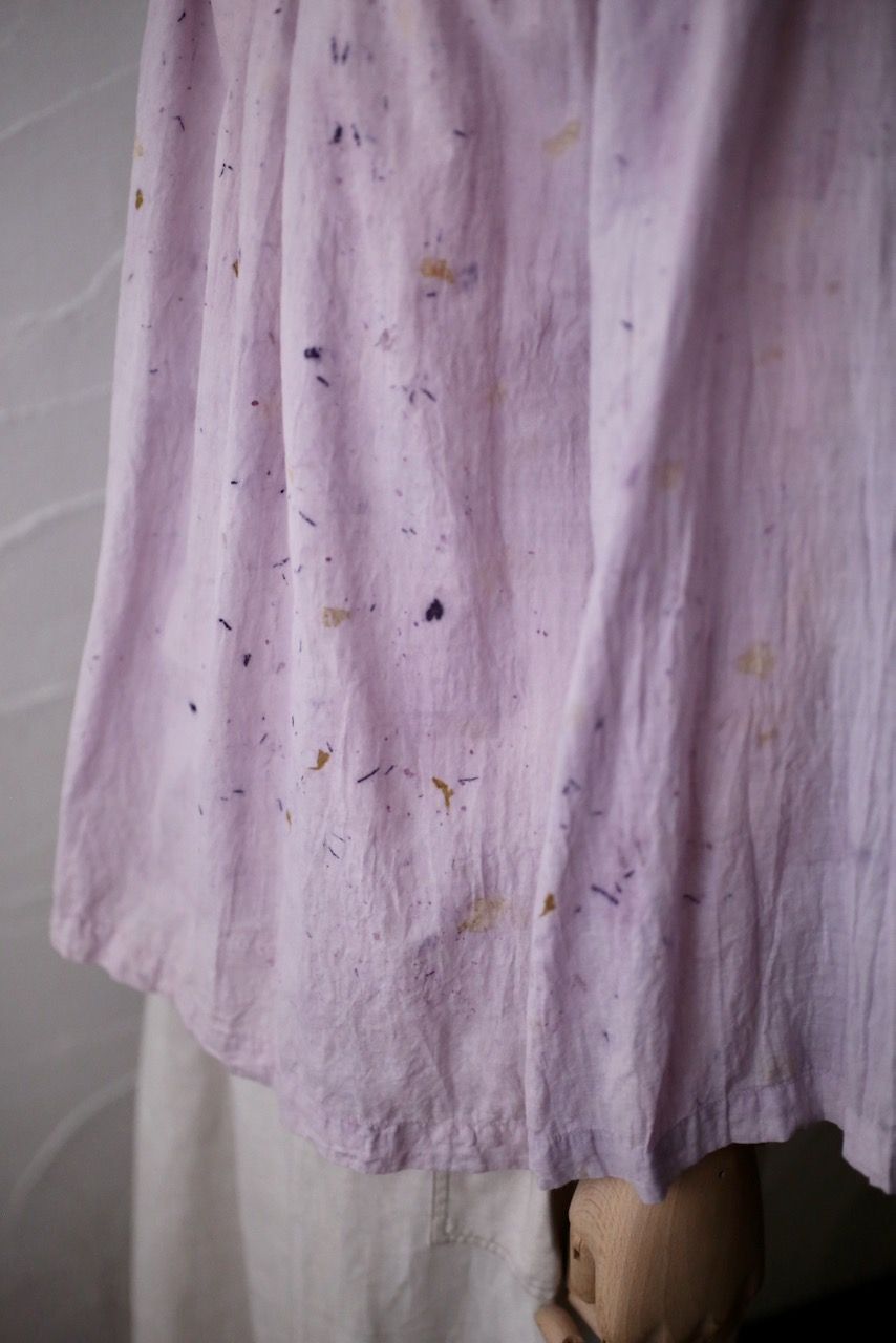 カディコットン 200カウントブラウス/Khadi cotton pullover blouse「ボタニカルプリント⑤/Botanical print」