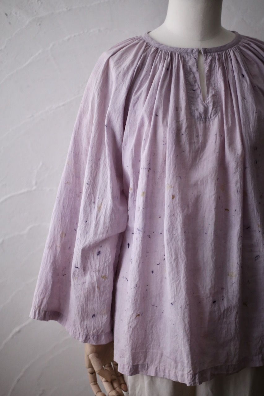 カディコットン 200カウントブラウス/Khadi cotton pullover blouse「ボタニカルプリント⑤/Botanical print」