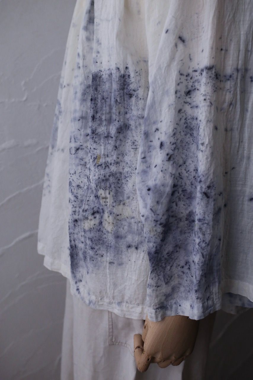 カディコットン 200カウントブラウス/Khadi cotton pullover blouse「ボタニカルプリント①/Botanical print」