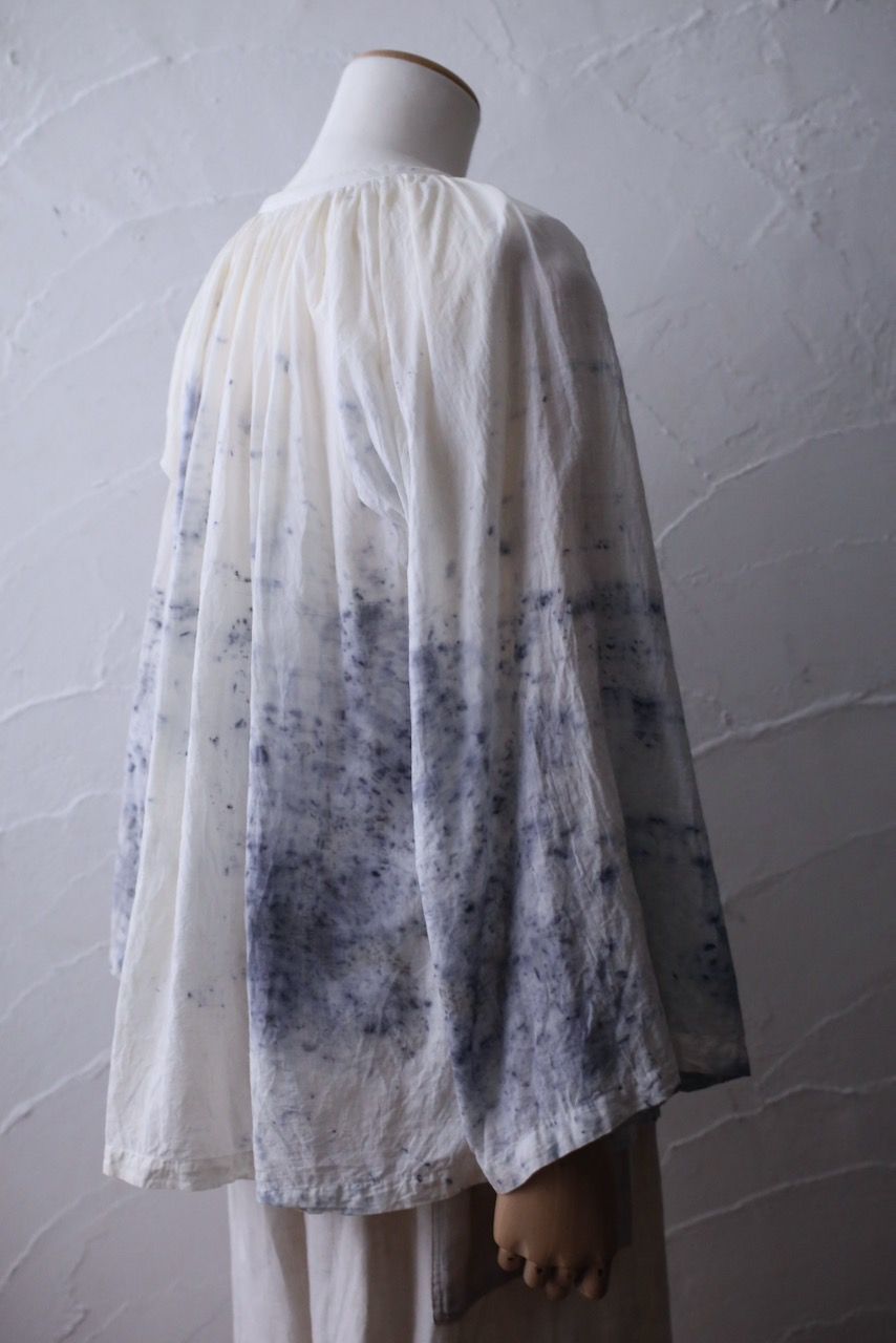 カディコットン 200カウントブラウス/Khadi cotton pullover blouse「ボタニカルプリント①/Botanical print」