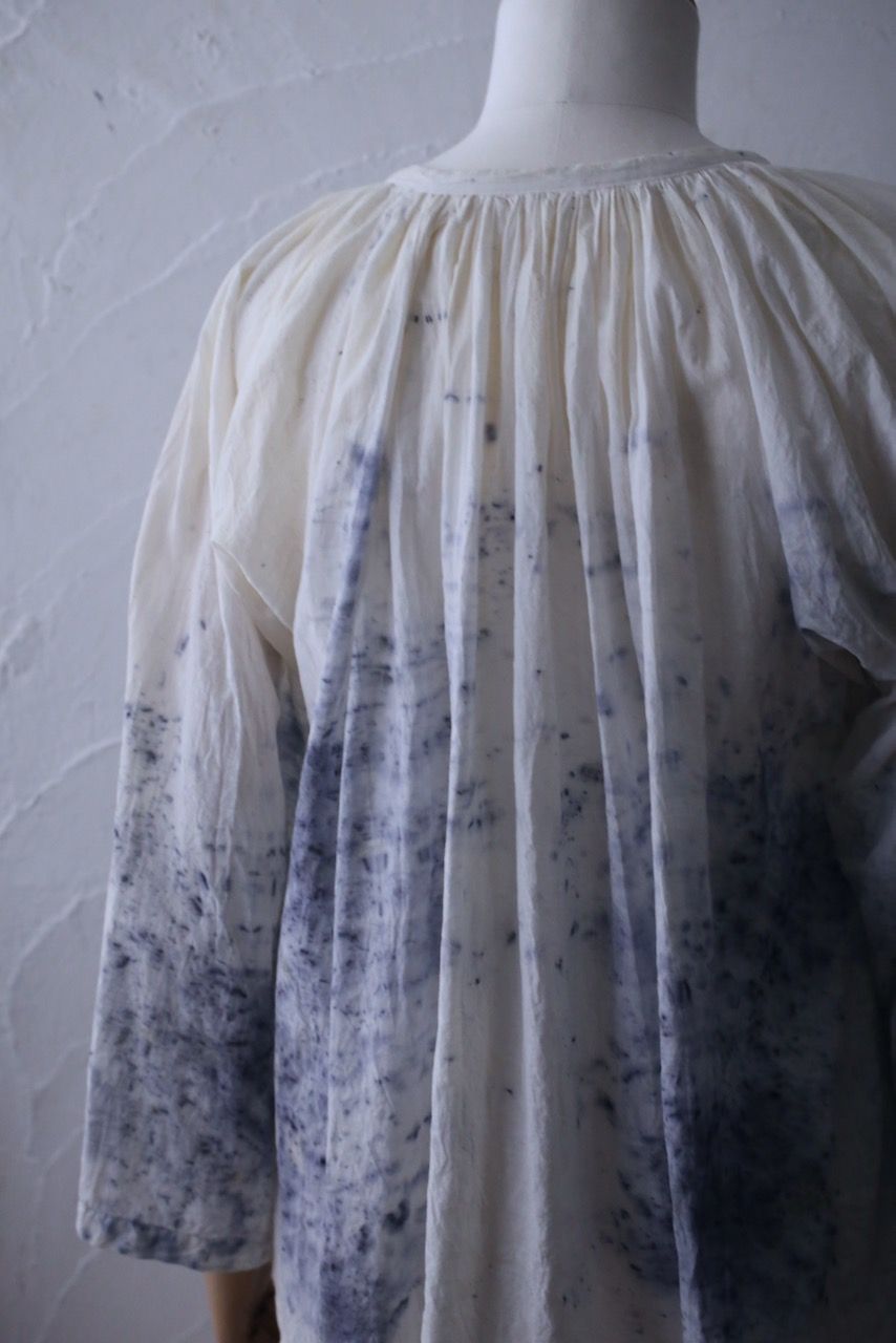 カディコットン 200カウントブラウス/Khadi cotton pullover blouse「ボタニカルプリント①/Botanical print」