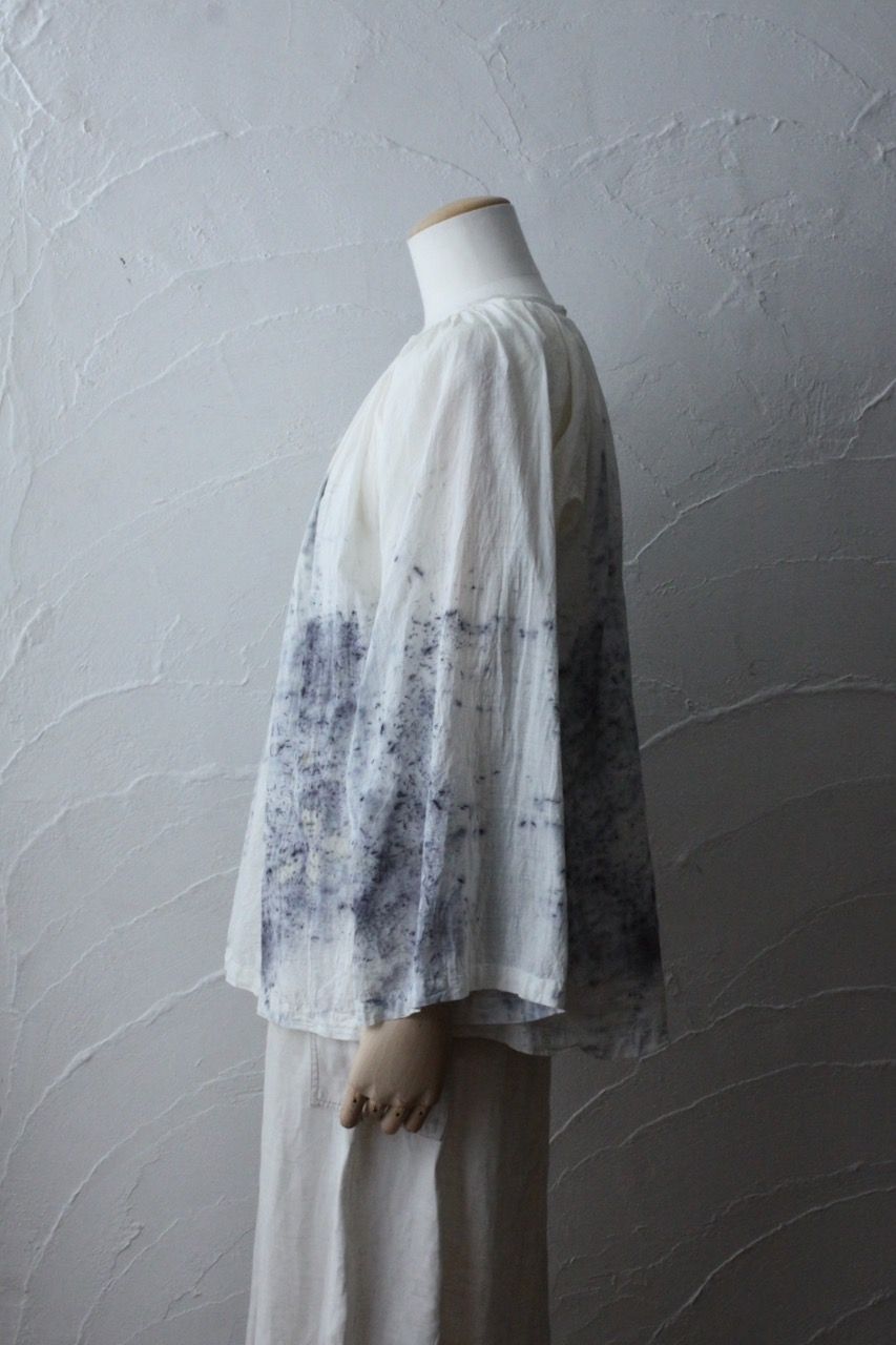 カディコットン 200カウントブラウス/Khadi cotton pullover blouse「ボタニカルプリント①/Botanical print」