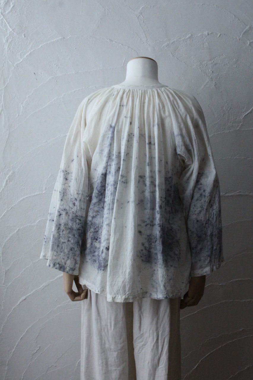 カディコットン 200カウントブラウス/Khadi cotton pullover blouse「ボタニカルプリント①/Botanical print」