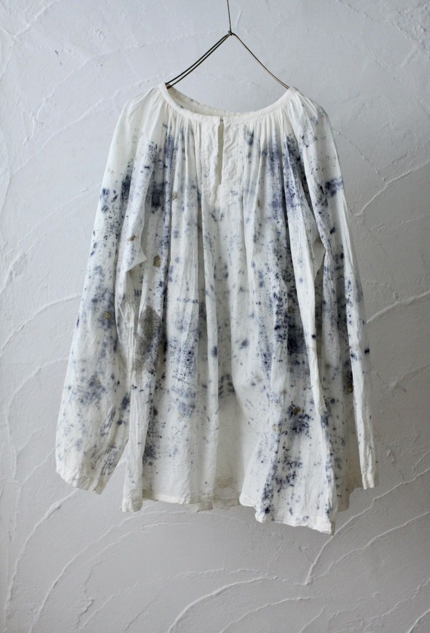 カディコットン 200カウントブラウス/Khadi cotton pullover blouse「ボタニカルプリント③/Botanical print」