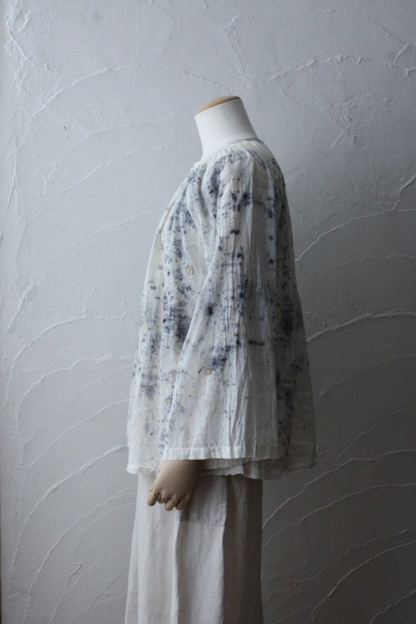 カディコットン 200カウントブラウス/Khadi cotton pullover blouse「ボタニカルプリント③/Botanical print」
