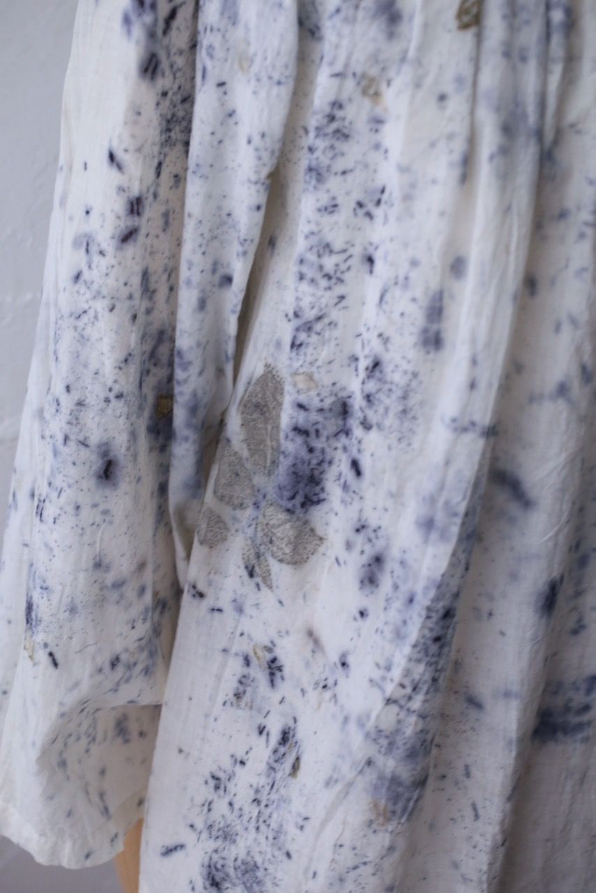カディコットン 200カウントブラウス/Khadi cotton pullover blouse「ボタニカルプリント③/Botanical print」