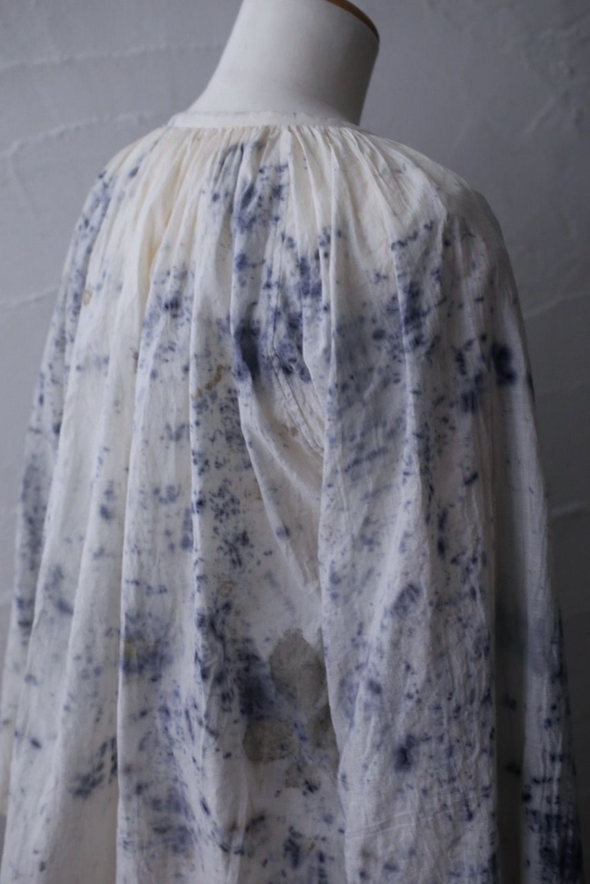 カディコットン 200カウントブラウス/Khadi cotton pullover blouse「ボタニカルプリント③/Botanical print」