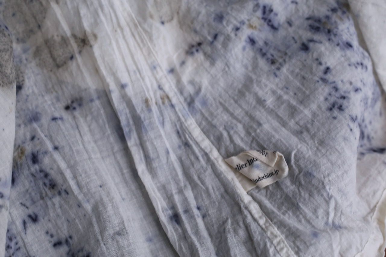 カディコットン 200カウントブラウス/Khadi cotton pullover blouse「ボタニカルプリント③/Botanical print」