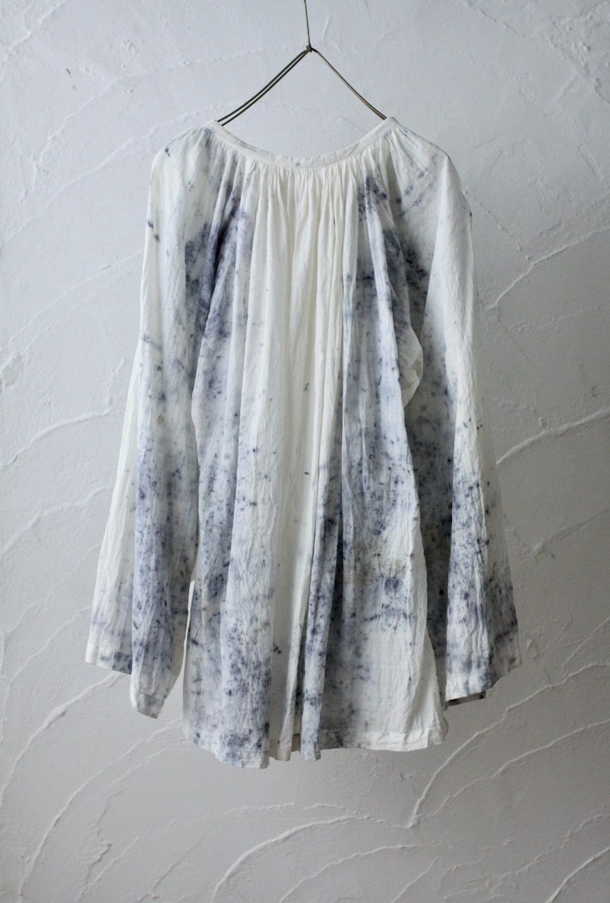 カディコットン 200カウントブラウス/Khadi cotton pullover blouse「ボタニカルプリント②/Botanical print」