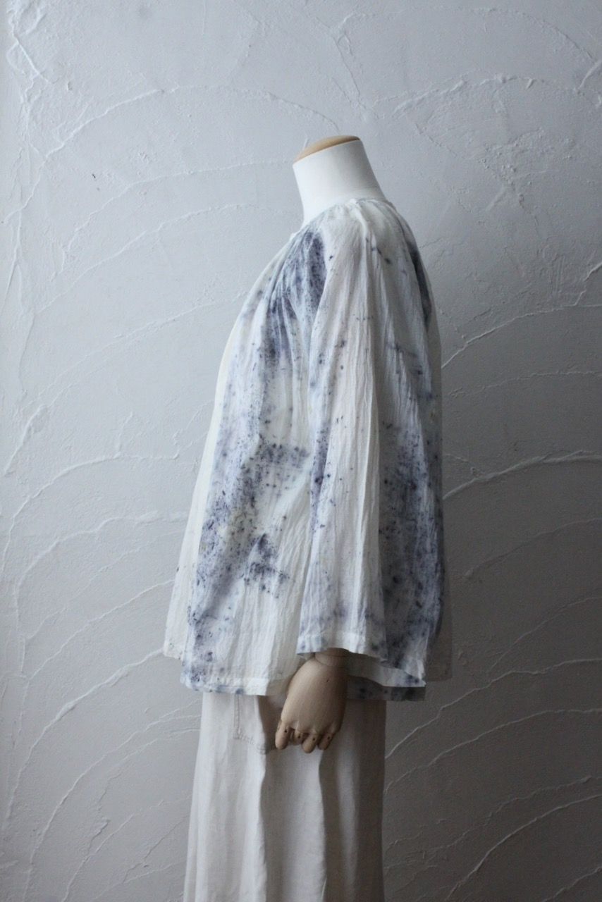 カディコットン 200カウントブラウス/Khadi cotton pullover blouse「ボタニカルプリント②/Botanical print」
