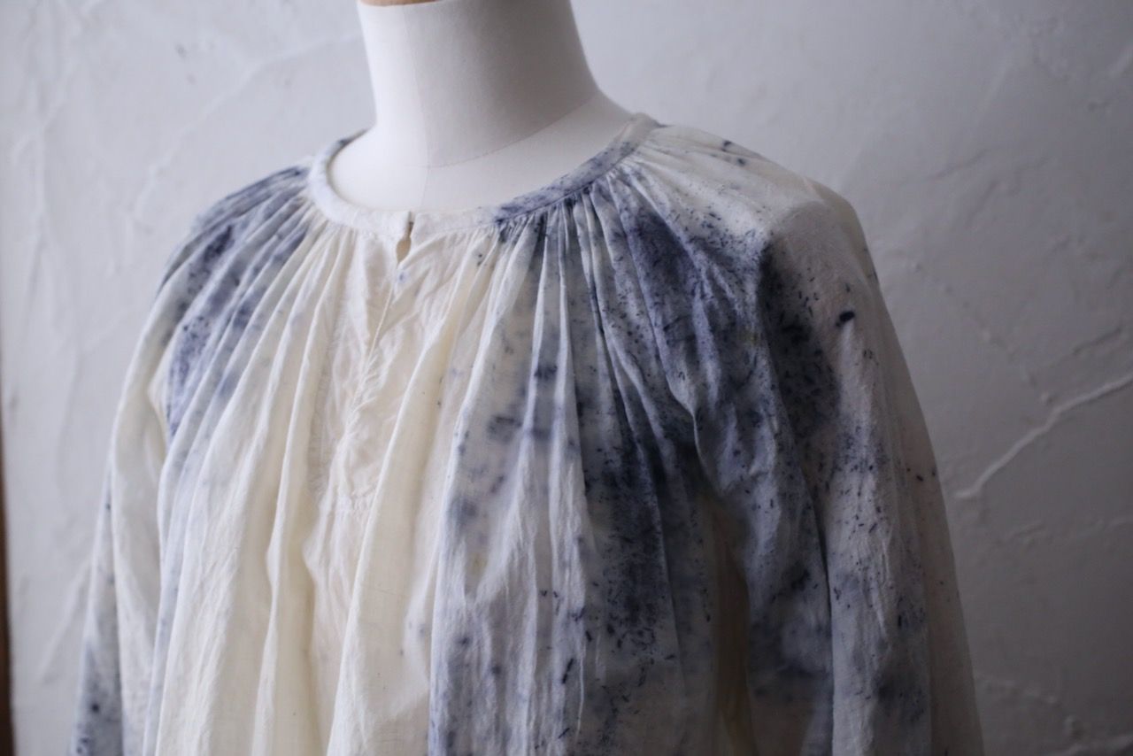 カディコットン 200カウントブラウス/Khadi cotton pullover blouse「ボタニカルプリント②/Botanical print」