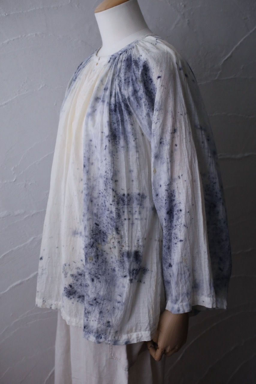 カディコットン 200カウントブラウス/Khadi cotton pullover blouse「ボタニカルプリント②/Botanical print」